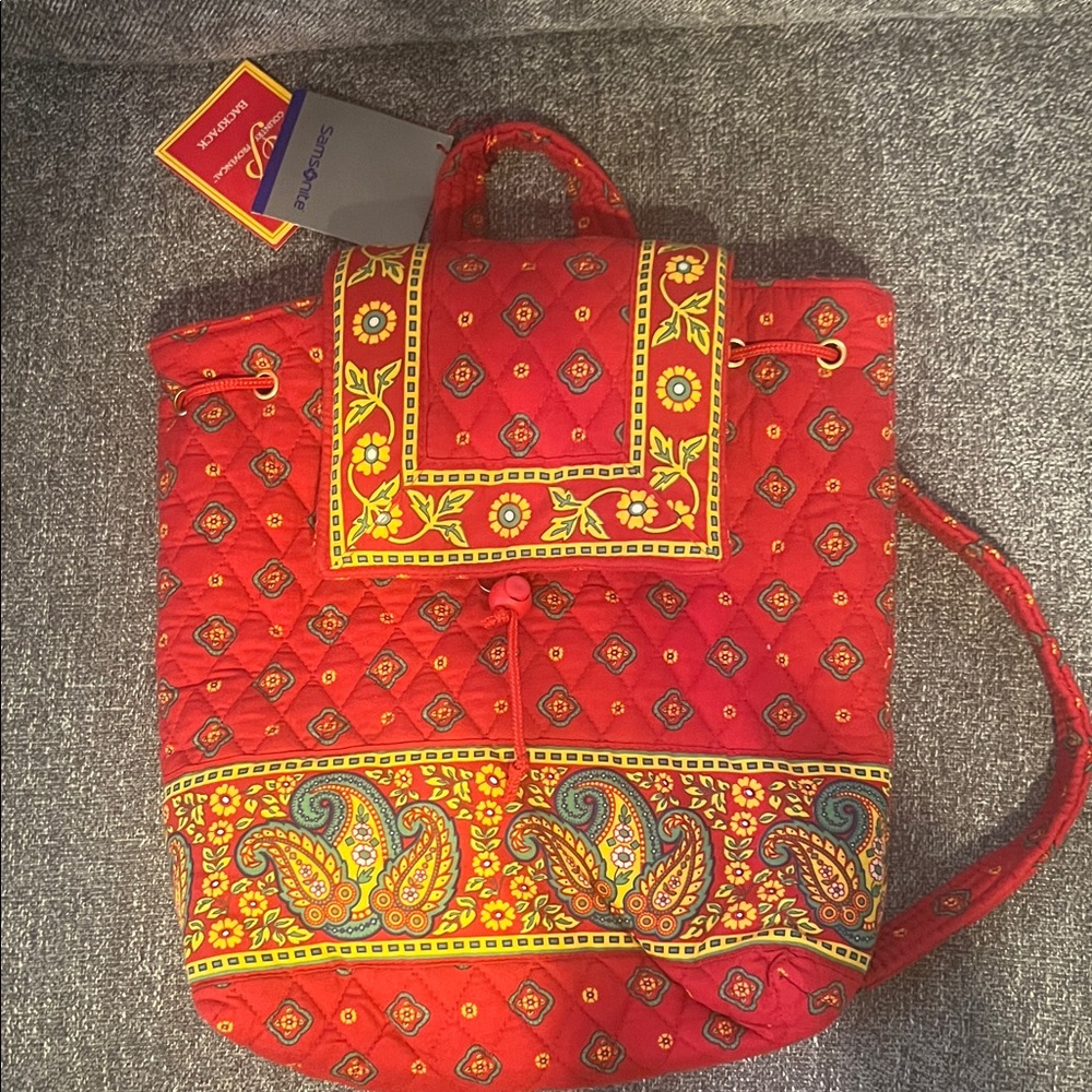 Samsonite Red and Yellow Paisley Backpack